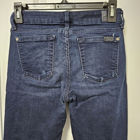 7 For All Mankind The Skinny Jeans Women's 25 (26x28.5) Mid-Rise Dark Wash EUC - Picture 8 of 9